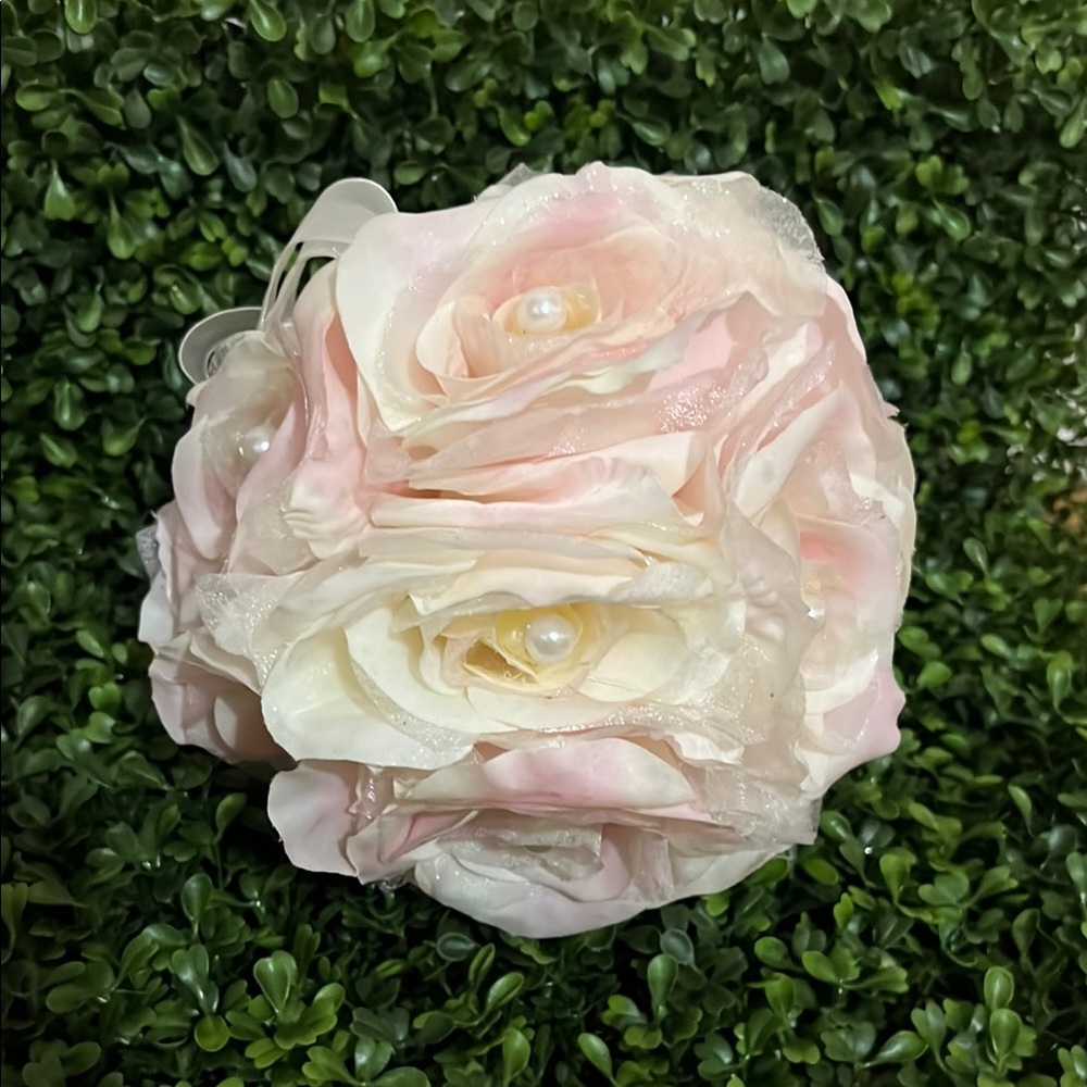 Kissing Flower Ball - Pink and Cream Rose Ball Bouquet